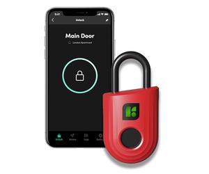 igloohome - Fingerprint Padlock for Gym Locker, High Security Smart Padlock, Digital Lock for Indoors and Outdoors, Safe with High Security, Bluetooth Equipped (Ruby Red)