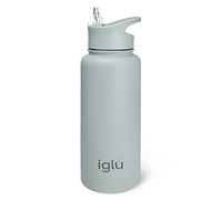 iglu Reusable Water Bottles | Premium Double Walled Stainless Steel | 1 Litre Vacuum Insulated Bottle | Leakproof Straw Lid | Sweatproof & BPA Free | Great His & Her Eco Gift (Arctic Blue, 1L)