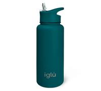 iglu Reusable Water Bottles | Premium Double Walled Stainless Steel | 1 Litre Vacuum Insulated Bottle | Leakproof Straw Lid | Sweatproof & BPA Free | Great His & Her Eco Gift (Atlantis, 1L)