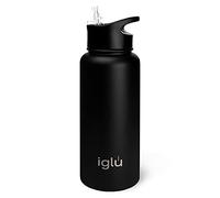iglu Reusable Water Bottles | Premium Double Walled Stainless Steel | 1 Litre Vacuum Insulated Bottle | Leakproof Straw Lid | Sweatproof & BPA Free | Great His & Her Eco Gift (Night Sky, 1L)