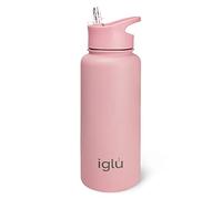 iglu Reusable Water Bottles | Premium Double Walled Stainless Steel | 1 Litre Vacuum Insulated Bottle | Leakproof Straw Lid | Sweatproof & BPA Free | Great His & Her Eco Gift (Himalayan Pink, 1L)