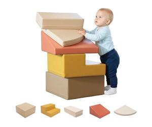 IGLU Soft Play Baby Corner Climbing Foam Blocks 5 Shapes Equipment for Motor Skill Development Montessori Toddler Softplay for Home (Pastel Autumn)