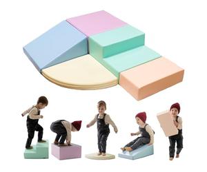 IGLU Soft Play Baby Corner Climbing Foam Blocks 5 Shapes Equipment for Motor Skill Development Montessori Toddler Softplay for Home (light pastel)