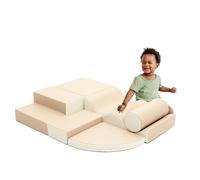 IGLU Soft Play Explorer Set Foam Blocks Equipment 6 Shapes Activity Toys for Toddlers ages 1-3 for climbing (beige/white)