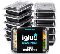 Igluu Meal Prep Containers Reusable 10 Pack 1-Compartment 828ml (28oz) BPA-Free Food Prep Containers with Airtight Lids ? Durable Plastic, Stackable,