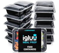 Igluu Meal Prep Containers Reusable (30 Pack) - Food Containers with Lids - Stackable, Microwave, Freezer & Dishwasher Safe - 887ml/30oz - 2 Compartment - BPA-Free