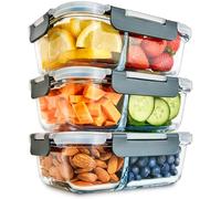 Igluu Meal Prep Glass Containers with Lids (3 Pack) 2 Compartment - 980ml