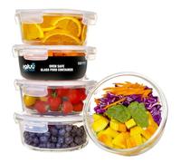 Igluu Meal Prep Round Glass Containers with Air Vent Lids (5 Pack) - 950ml