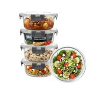 Igluu Meal Prep Round Glass Containers with Lids (5 Pack) - 650ml | Airtight & BPA-Free - Oven, Air Fryer, Microwave, Freezer and Dishwasher Safe - Durable Borosilicate Glass