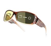 IGnaef Women's Photochromic Night-Vision Glasses for Driving, Anti-Glare Polarized Safety Nighttime/Rainy/Riding (A1Gradient Brown Frame/Photochromic Yellow Lens Polarized)