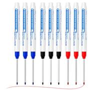 Ignara 9Pack Long Head Deep Hole Marker Carpenters Pen 30mm Long Nib Deep | Hole Marker Pen Set Fine Tip Permanent Marker Pens for Woodworking Metal Glass Hard to Reach Areas (Black, Blue, Red)