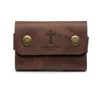 Ignis Craft Snap Leather Card Holder Wallet, Christian Gifts for Men and Women, Full Grain Cowhide Debossed Bible Verse, Jordan Brown, Card Holder