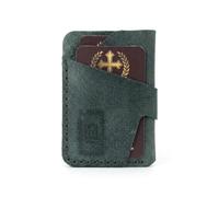 Ignis Craft Vertical Leather Card Holder Wallet, Christian Gifts for Men and Women, Full Grain Cowhide Debossed Bible Verse, Eden Green, Card Holder