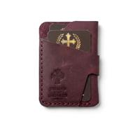 Ignis Craft Vertical Leather Card Holder Wallet, Christian Gifts for Men and Women, Full Grain Cowhide Debossed Bible Verse, Pentecost Red, Card Holder