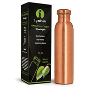 Ignisia Copper Water Bottle 34oz - 100% pure Ayurvedic copper bottle for drinking | eco-friendly | BPA free non toxic lab tested | Leak-Proof | Handcrafted for Health & Wellness (Plain)