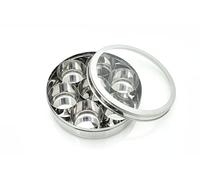 Ignite Cookware Stainless Steel Spice Tin/Box - Masala Dabba with 7 Compartments - Transparent/Clear Lid (16cm - Size 10)