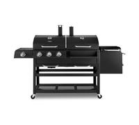 TOWER T978507 3 Burner Grill Gas & Charcoal BBQ & Smoker - Black