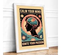Ignite Your Mind Retro Framed Wall Art Print A1 (84.1×59.4cm) White, Wall Decor for Living Room, Bedroom, Office & Home, Ready to Hang, Art Gift