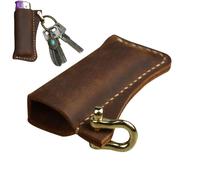 Igniter Case - 7.7 X 3.2 Cm Leather Igniter Cover, Igniters Holster Pouch, Rustic Brown Keychain Pendant Holder | Protective Igniteres Sleeve for Clipper Lighters Keyrings with Shackle