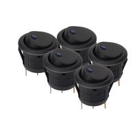 Ignition Barrel Car Pushbutton Switch 5Pcs/Set LED Light Round Rocker Dot Switch Waterproof Luminescence Toggle Switches 12V Push Start Ignition Switch(20MM-Blue A)