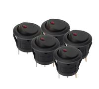 Ignition Barrel Car Pushbutton Switch 5Pcs/Set LED Light Round Rocker Dot Switch Waterproof Luminescence Toggle Switches 12V Push Start Ignition Switch(20MM-Red A)