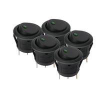 Ignition Barrel Car Pushbutton Switch 5Pcs/Set LED Light Round Rocker Dot Switch Waterproof Luminescence Toggle Switches 12V Push Start Ignition Switch(20MM-Green A)
