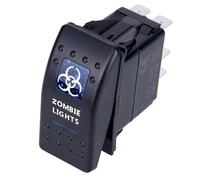 Ignition Barrel Car Switch Boat Truck Light Led Toggle Switch 5pin Waterproof 12/24V Bar Style Blue Toggle Rocker Reverse Rear Engine Start Stop Button(Zonbie lights)