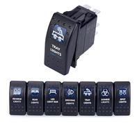 Ignition Barrel Car Switch Boat Truck Light Led Toggle Switch 5pin Waterproof 12/24V Bar Style Blue Toggle Rocker Reverse Rear Engine Start Stop Button(Spot lights)