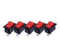Ignition Barrel Car Tools 2Pin Push Button Switch SPST 6A 250V NO/Off Rocker Boat Home Motorcycle Switch Portable Small Push Start Ignition Switch(Red -5pcs)
