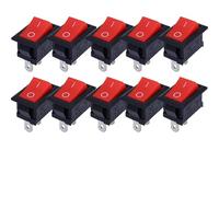 Ignition Barrel Car Tools 2Pin Push Button Switch SPST 6A 250V NO/Off Rocker Boat Home Motorcycle Switch Portable Small Push Start Ignition Switch(Red -10pcs)
