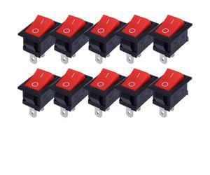 Ignition Barrel Car Tools 2Pin Push Button Switch SPST 6A 250V NO/Off Rocker Boat Home Motorcycle Switch Portable Small Push Start Ignition Switch(Red -10pcs)