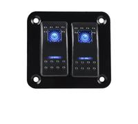 Ignition Barrel For Truck RV Boat 2 3 Gang Waterproof Marine Switch Panel 12V With 4.2A Dual Socket LED Digital Voltmeter Engine Start Stop Button(B)