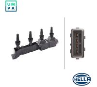 HELLA 5DA 193 175-731 Ignition Coil - 12V - 4-pin connector - incl. spark plug connector - Bolted