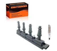 Ignition Coil Pack with Spark Plugs Compatible with Buick Chevy Aveo Sonic Cruze Trax Orlando Volt EV Cadillac ELR Opel Vauxhall 1.2 1.4 Turbo 2009- Replaces OEM D521C 55579072 C1810 UF669 19005362