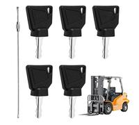 Ignition Key Set, 5 Pcs Universal Key for Ignition switch Compatible with JCB/Bomag/Terex/New Holland/Skytrak 14607 Spare Keys with Keychain for Heavy Equipment Excavator Loader Telehandlers Roller