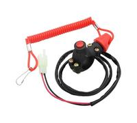 Ignition Switch Lock Compatible With Motorcycle Emergency Kill Stop Engine Switch Push Button ATV Tether Lanyard Universal Parts Motorbike Parts(Red)