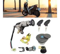 Ignition Switch Lock Key Set, Zinc Alloy Full Car Lock for Scooter B08 B09 GY6 50, Fuel Tank Cover Security Replacement