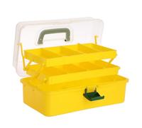 IGNPION 3 Layer Craft Stackable Storage Box 7-compartment Mulit Purpose Dividers Storage Container for Storing&Organising Toys, Arts Crafts, Stationery, Sewing, Fishing Tackle, Yellow+Green