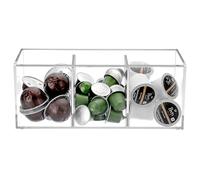 IGNPION Acrylic Coffee pods Storage Box 3-Compartment Coffee Capsules Storage Holder Compatible with All Coffee Pods and Capsules Acrylic Storage Containers with Lid