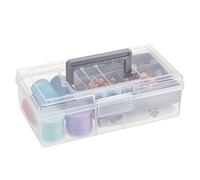 IGNPION Clear Craft Stackable Storage Box with Storage Tray Plastic 5-compartment Mulit Purpose Storage Container for Storing&Organising, Arts Crafts, Stationery, Sewing, Nail Art, Medicines(Grey)
