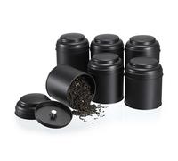 IGNPION Pack of 6 Loose Leaf Tea Tin Container 8oz Metal Nut Storage Jars Airtight Canisters Storage Kitchen Spice Containers storage Jars, Food Storage Container Tin for Coffee, Biscuits, Suga,Black