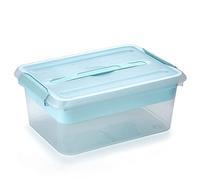 IGNPION Plastic Craft storage Box with Dividers Tray Stackable Craft Storage Organiser with Carry Handle Storage Containers for Art & Craft, Cosmetic, Toys, Sewing Accessories, Transparent +Blue