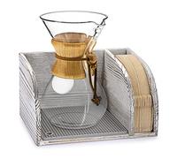 IGNPION Pour Over Coffee Glass Maker Holder Stand with Silicone Drip Pad, Coffee Maker and Paper Filters Organiser Stand Compatible with Chemex Coffee Makers (No Coffee Maker & Paper Filters) White