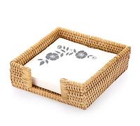 IGNPION Rattan Luncheon Napkin Holder Woven Lunch Serviette Tray Tissue Napkin Paper Dispenser Tabletop Decor Storage Tray for Kitchen, Dining Room, Bar, Party, Modern Buffet Napkin Caddy for Bathroom