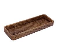 IGNPION Rattan Serving Tray Decorative Display Table Storage Toilet Tank Paper Desktop Organiser for Kitchen, Makeup, Vanity, Napkin, Candle, Ornament (40x15cm, Brown) (IGPUK0650)