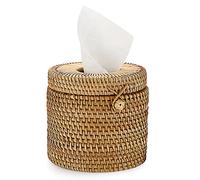IGNPION Rattan Tissue Cover Holder Decoration Tissue Organizer Box Tissue Paper Holder Box Tissue Storage Case Dispenser Napkin Facial Organizer for House Office Car Hotel (15x14cm, Natural)