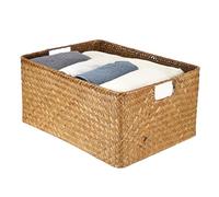 IGNPION Seagrass Storage Basket Woven Seagrass Desktop Baskets Rectangular Bathroom Storage Organiser Box, Shelves & Desks Decorative Basket Multipurpose storage Hamper, Large (Caramel, XL)