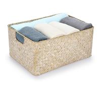 IGNPION Seagrass Storage Basket Woven Seagrass Desktop Rectangular Bathroom Storage Organiser Box, Shelves & Desks Decorative Multipurpose storage Hamper Whitewash, Large)