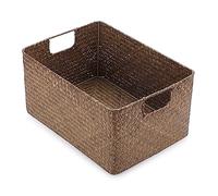 IGNPION Seagrass Storage Opened Basket Living Room Desktop Decorative Box Woven Wicker Towel Basket Rectangular Bathroom Storage Organiser Box, Shelves & Desks Multipurpose Storage Hamper, M