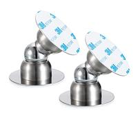 IGNPION Set of 2 Adhesive Mounted Door Holder Mini Magnetic Door Stoppersa No Need Drill Stainless Steel Door Stop, Sliver